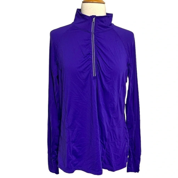 Tangerine XL purple 1/4 zip performance pull‎ over athletic top with thumb holes - Picture 1 of 8